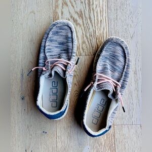 Hey Dudes Womens 9 Wendy Sox Shoes Navy & Blush Pink Walking Casual Slip On Shoe